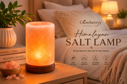 Handcrafted Himalayan Pink Salt Lamp – Natural Crystal Night Light with Wooden Base | Glowberryy