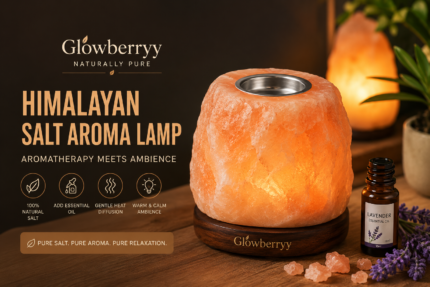 Himalayan Salt Aroma Lamp – Natural Essential Oil Diffuser with Wooden Base | Glowberryy